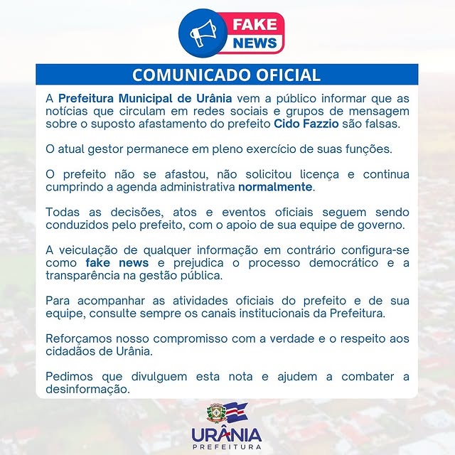 Post do instagram da Prefeitura de Mandirituba